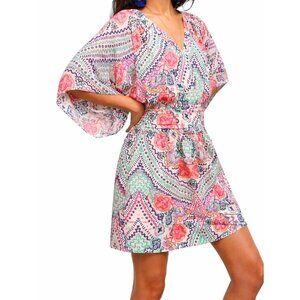 Maeve Anthropologie Siya Kimono Multicolor Patterned Dress - 10